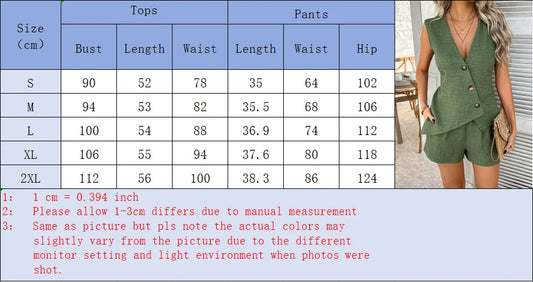 Sleeveless Solid Color Vest Cardigan Button Up Women's Top Daily Casual Elegant Commuting Style Summer Set